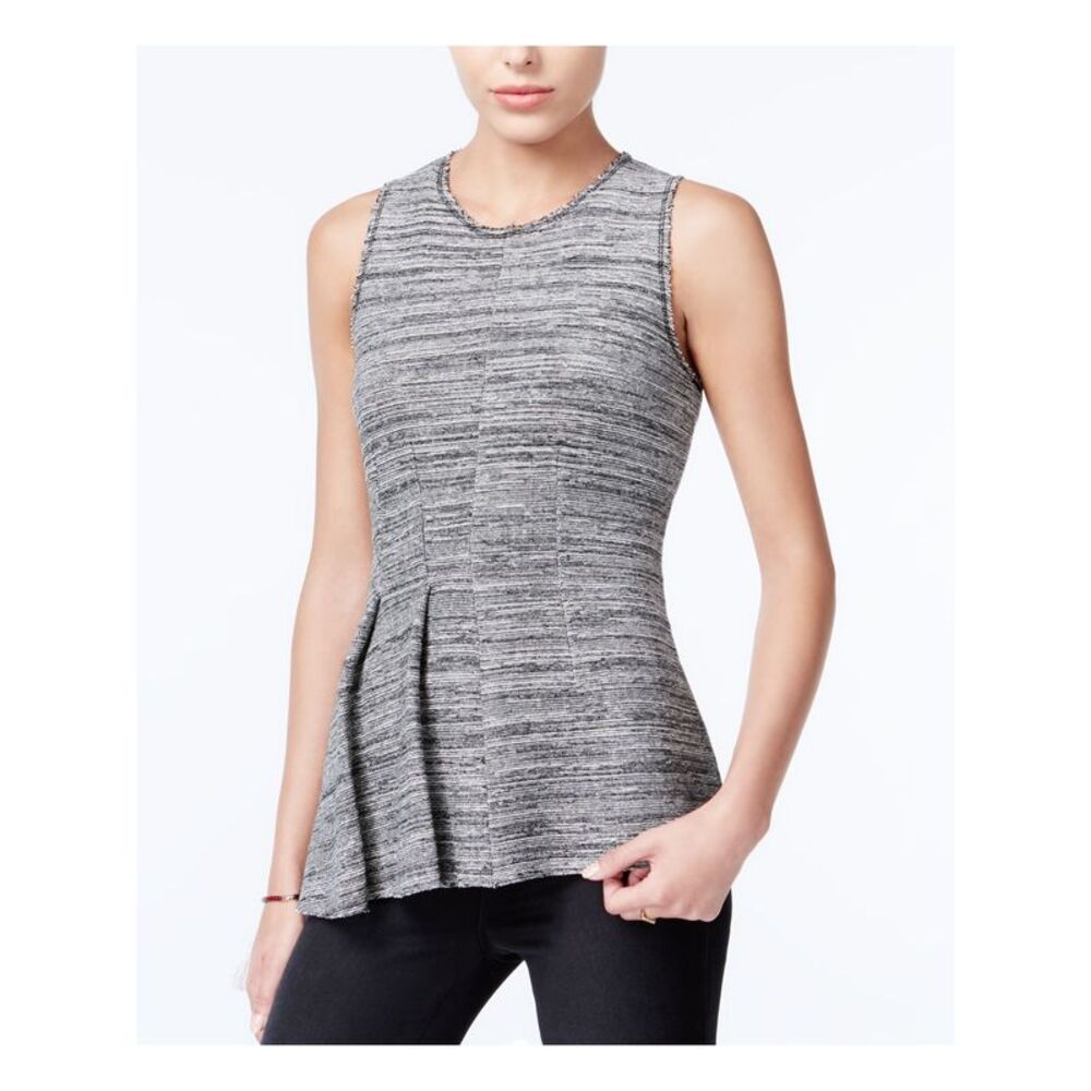 RACHEL ROY Womens Black Sleeveless Jewel Neck Top S